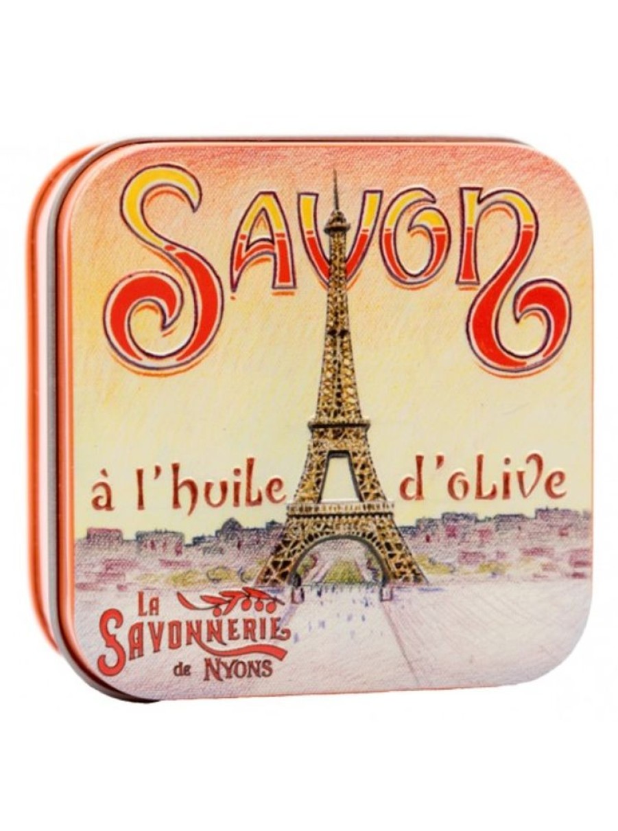 Products Savonnerie de Nyons | Soap 100G Vintage Metal Box Eiffel Tower-Scented Rose Of May