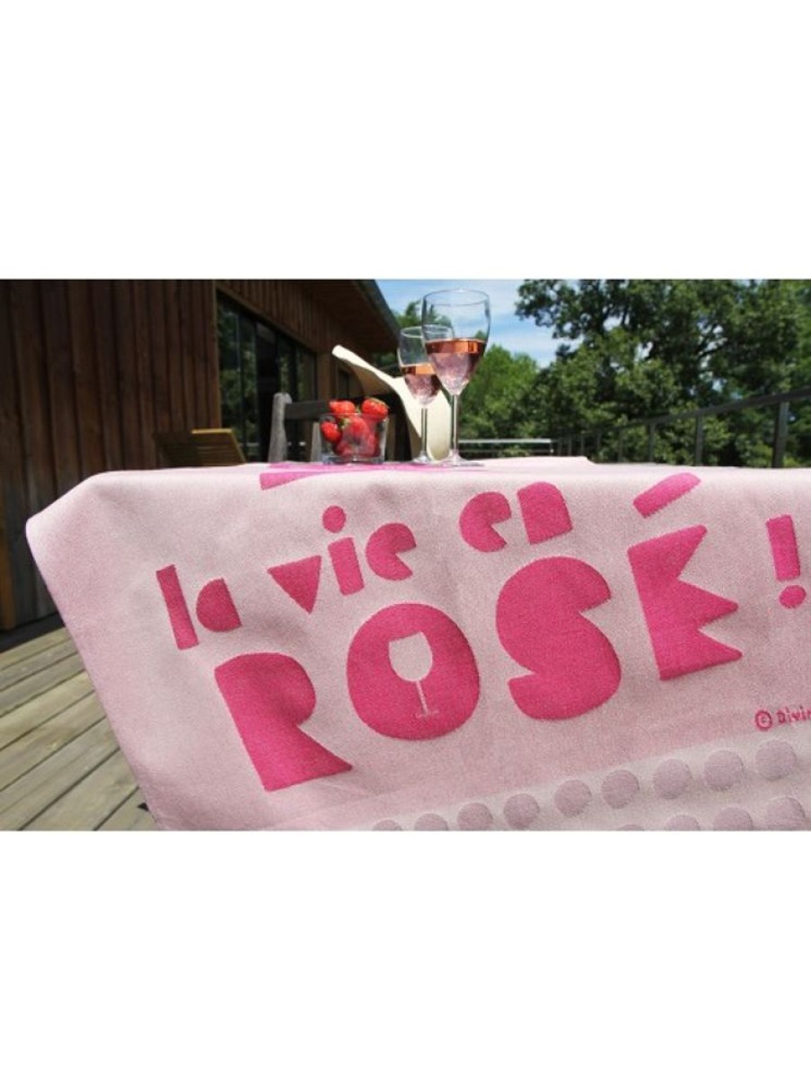 Products Tissage MOUTET | Woven Tea Towel La Vie En Rose 100% Cotton