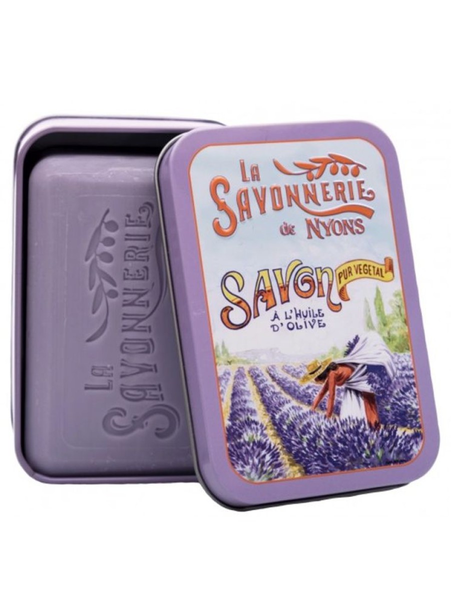 Products Savonnerie de Nyons | Soap 200G Vintage Metal Box Harvest-Scented Lavender