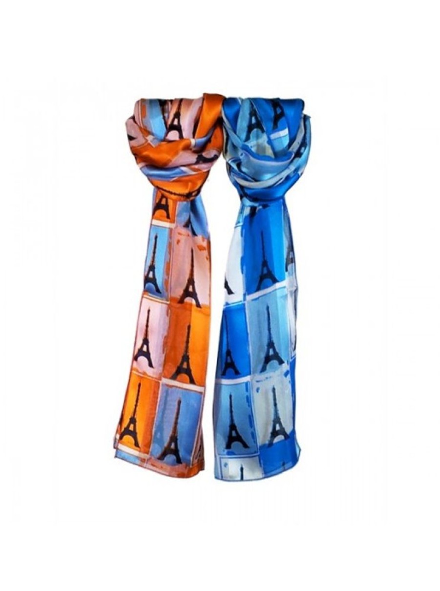 Products Brochier Soieries | Eiffel Tower Silk Scarf Damier Pattern