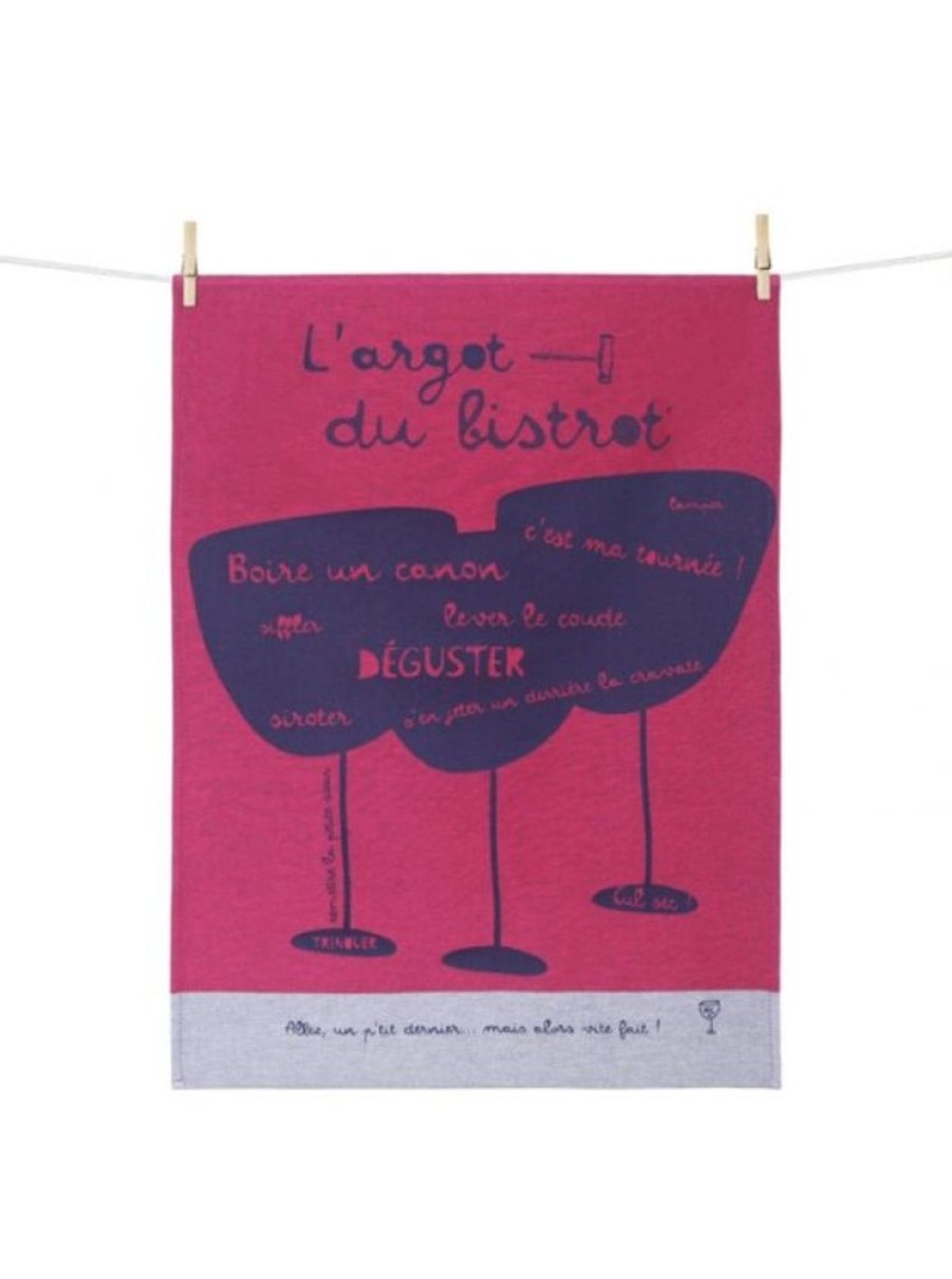 Products Tissage MOUTET | Woven Tea Towel Slang Of The Bistro 100% Cotton