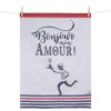 Products Tissage MOUTET | Woven Tea Towel Bonjour Mon Amour 100% Cotton