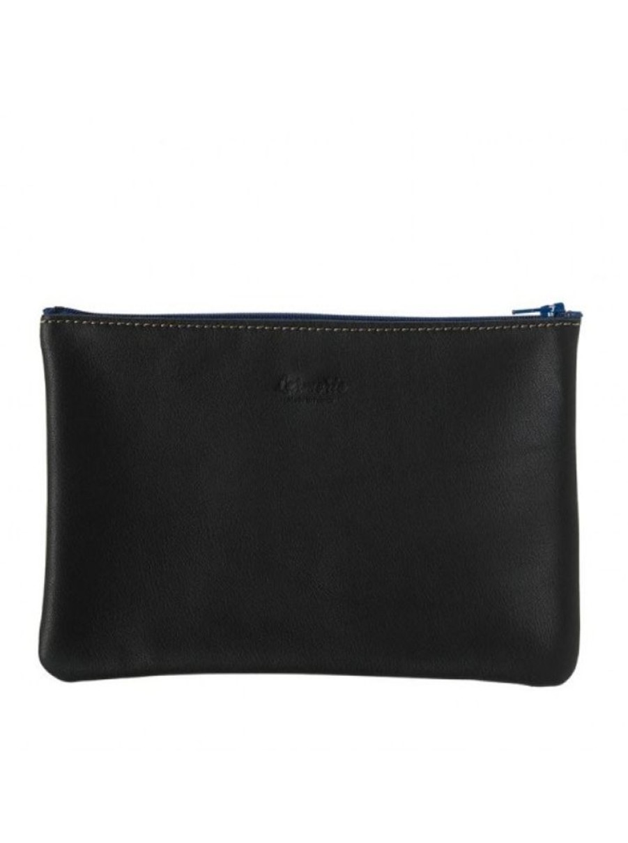 Products Larmorie | Black Upcycling Cowhide Leather Pouch-Larmorie