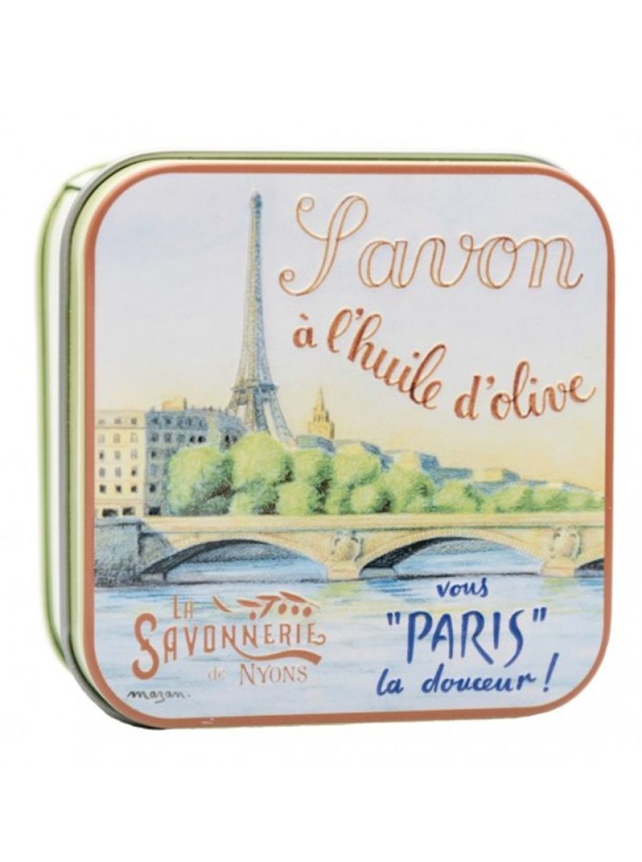 Products Savonnerie de Nyons | Soap 100G Vintage Metal Box The Seine River-Scented Rose Of May