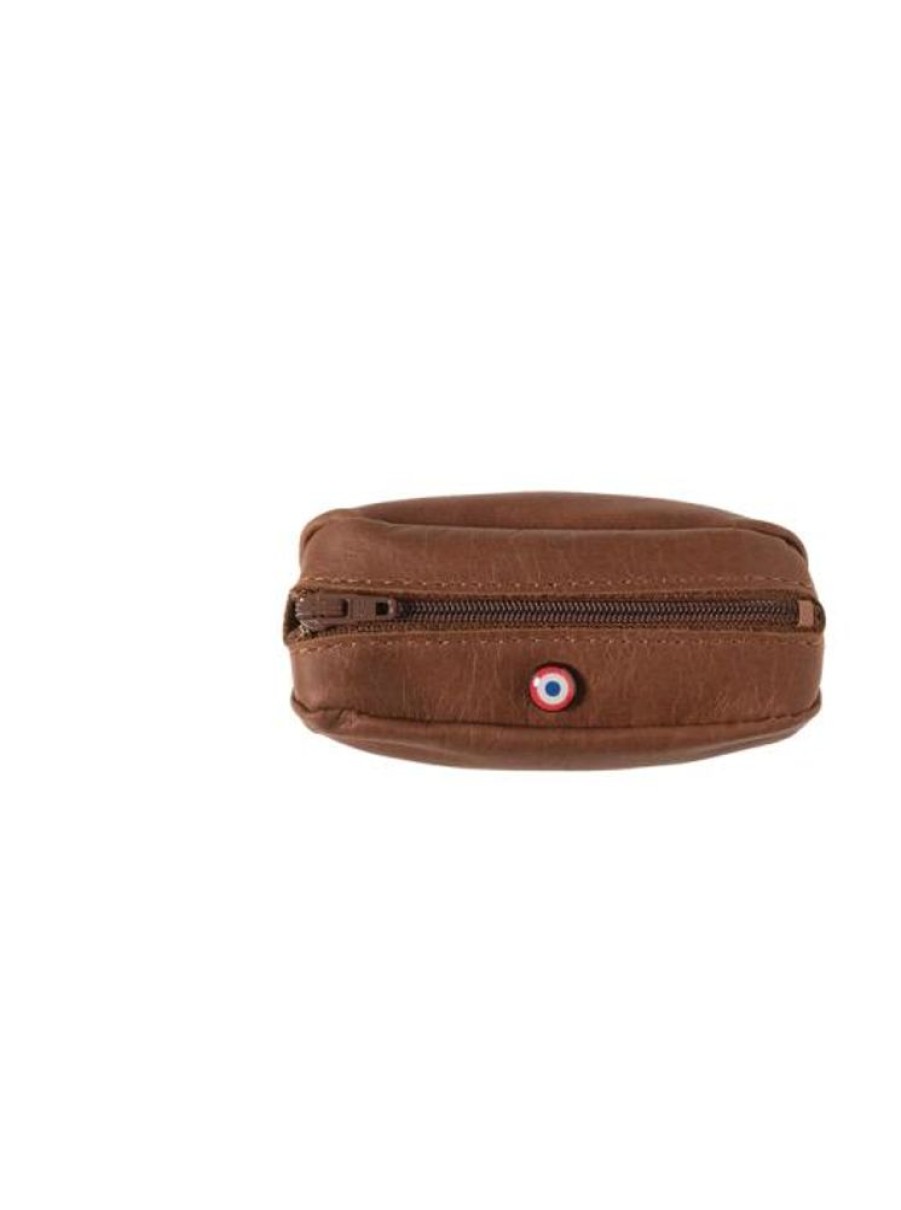 Products Larmorie | Brown Earth Color Vintage Leather Wallet Made In France