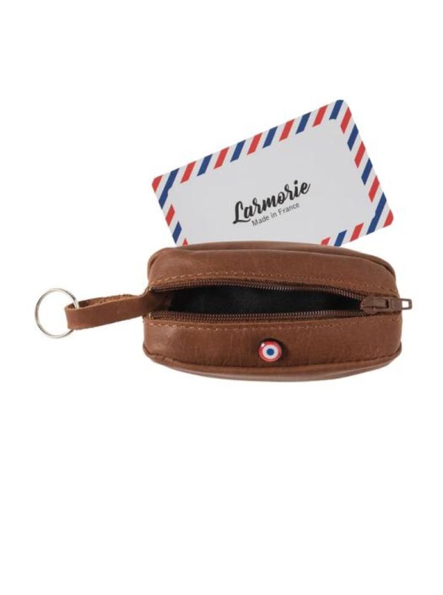 Products Larmorie | Brown Earth Color Vintage Leather Wallet Made In France