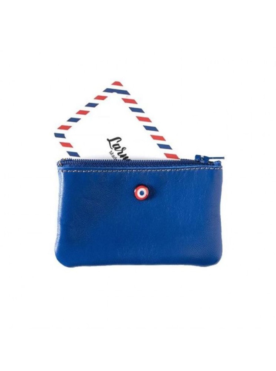 Products Larmorie | Blue Upcycling Cowhide Leather Wallet-Larmorie